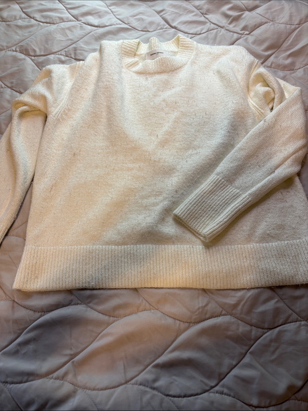 Banana Republic Cream Crewneck Sweater - Neutral Knit Pullover